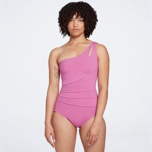 NWT CALIA Women's Sculpt One Shoulder Slimming One Piece Purple Swimsuit Sz 14